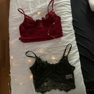 Red and green lace crop tops